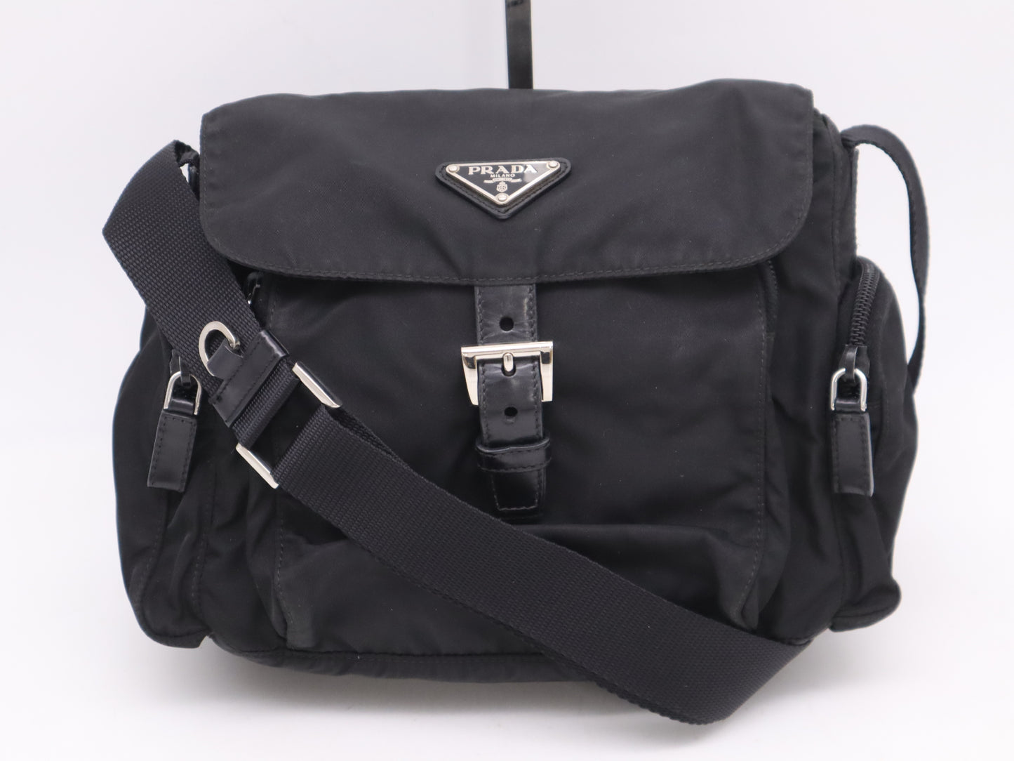 PRADA Nylon Triangle Logo Shoulder Bag Black SV Hardware Shoulder Bag