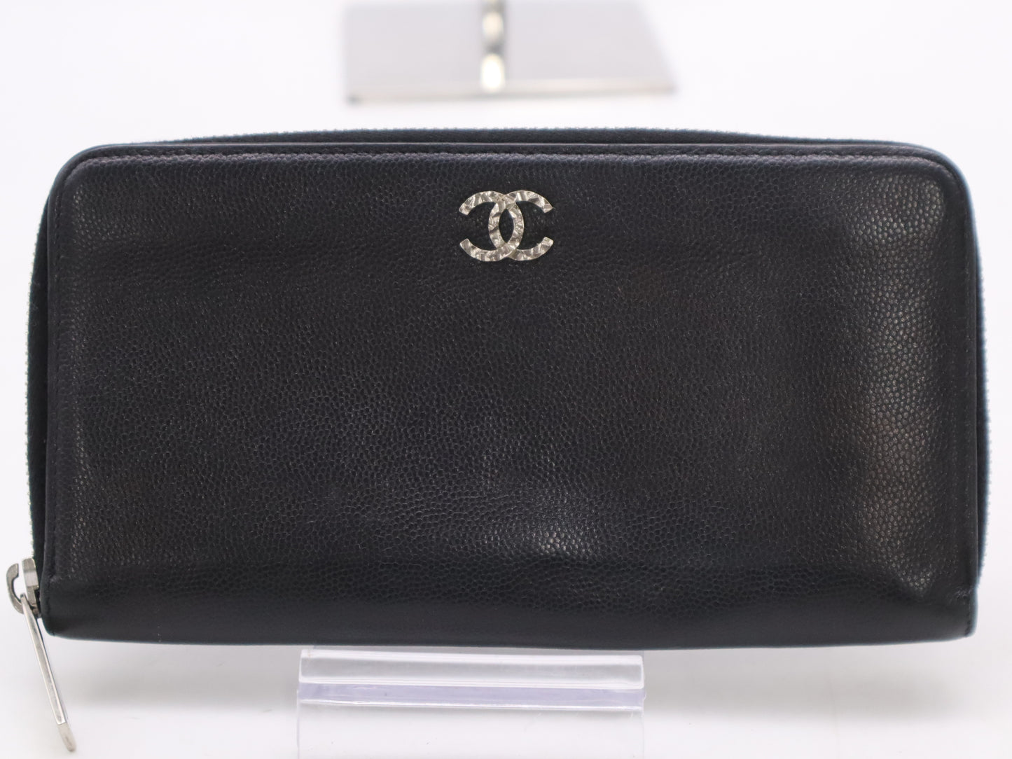 CHANEL Caviar Skin Round Zipper Long Wallet Black Seal 14249131 Wallet