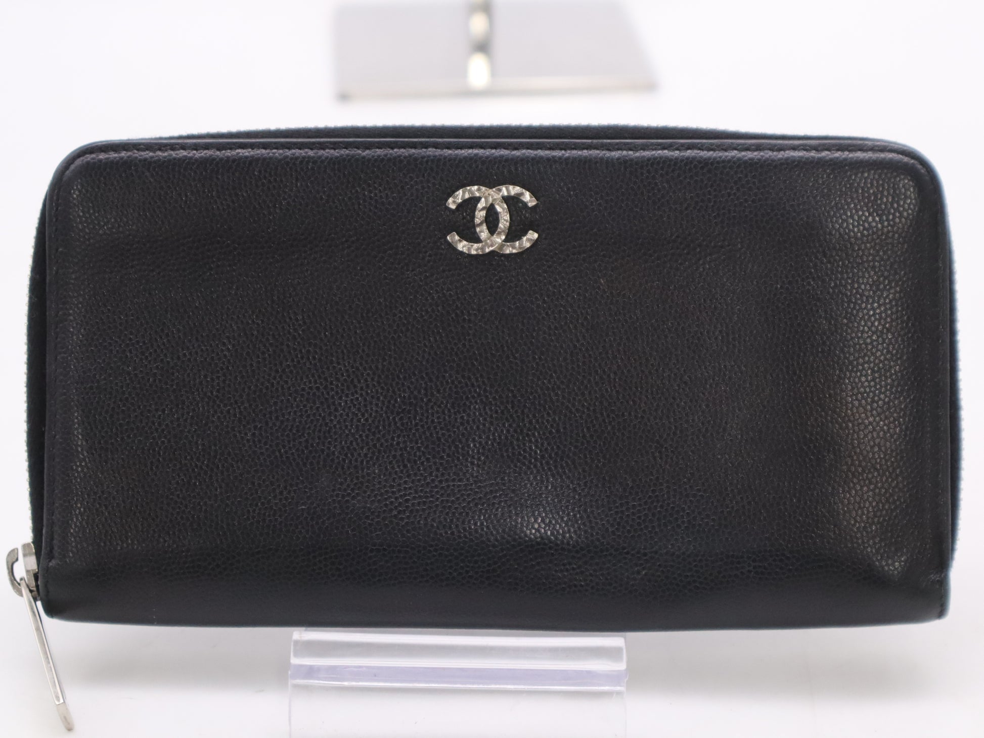 CHANEL Caviar Skin Round Zipper Long Wallet Black Seal 14249131 Wallet