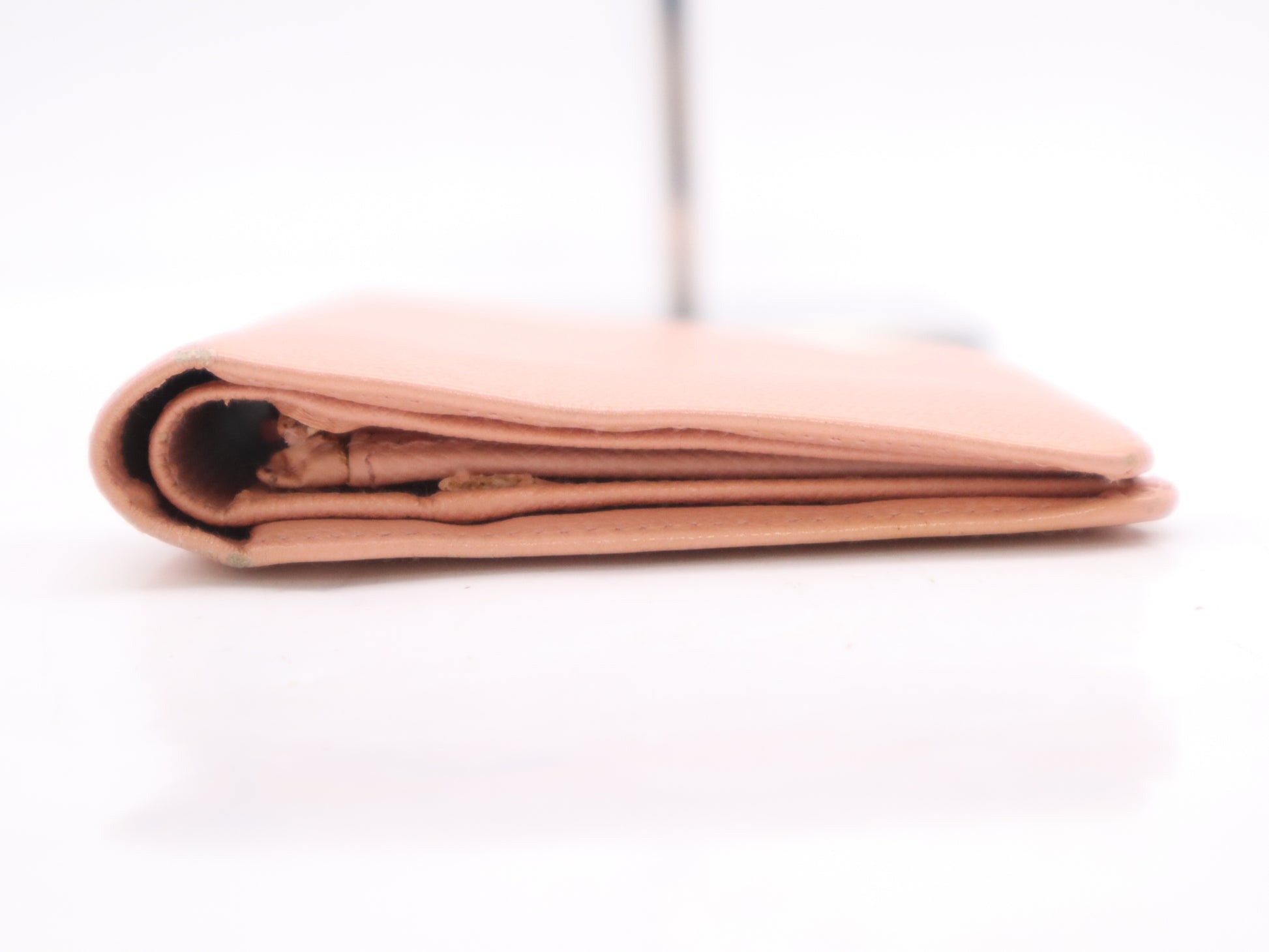 CHANEL Leather Coco Button Bi-Fold Long Wallet Pink Seal 9556266 Wallet