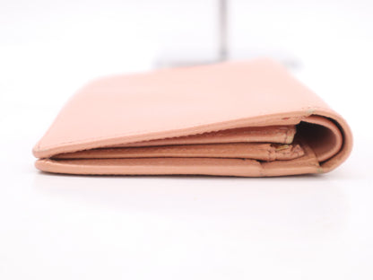 CHANEL Leather Coco Button Bi-Fold Long Wallet Pink Seal 9556266 Wallet