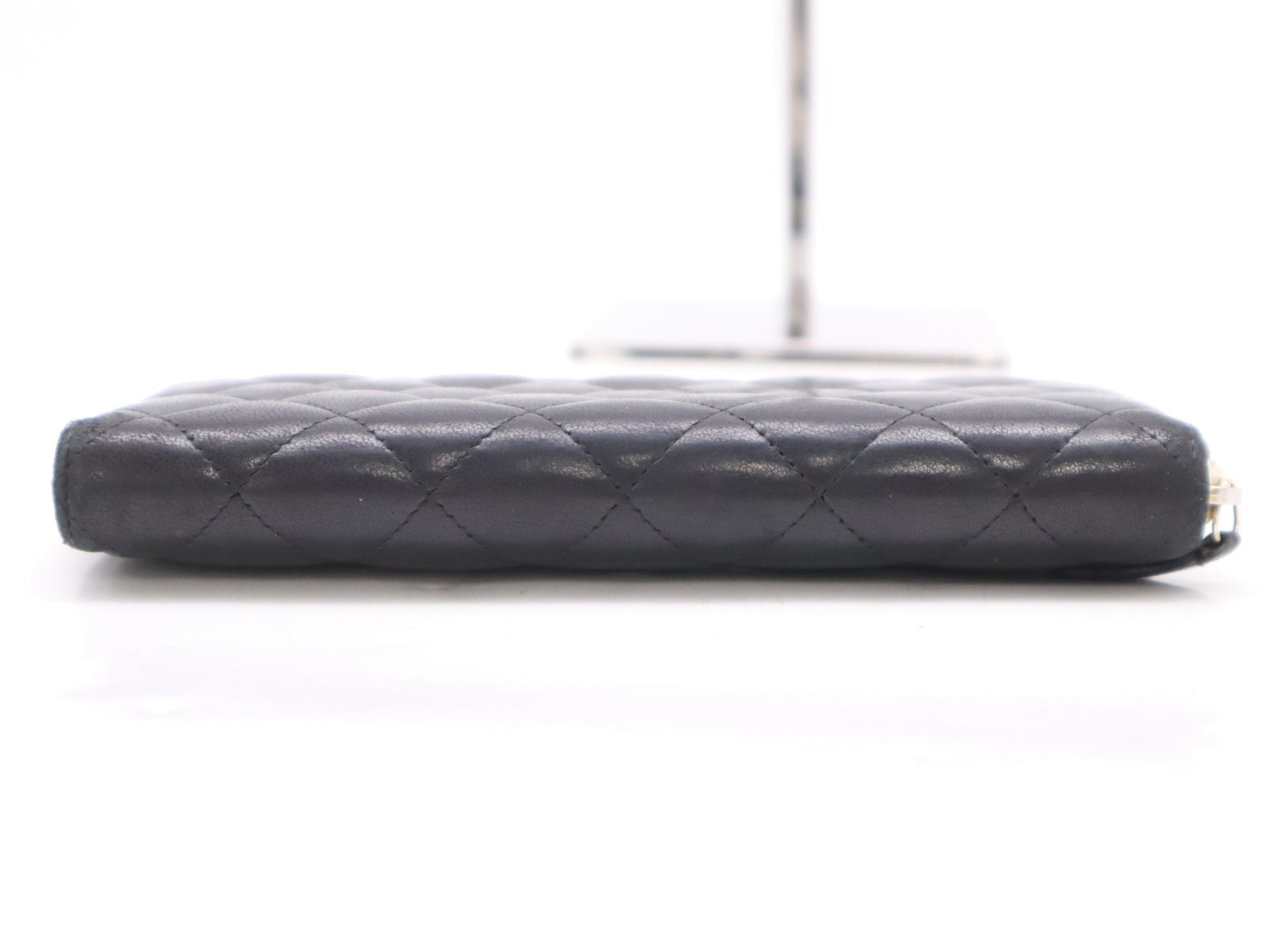 CHANEL Lambskin Matrusse Round Zip Long Wallet Black Seal 20647549 Wallet