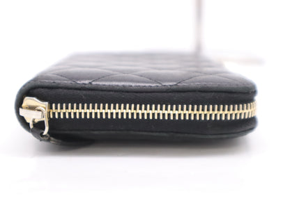 CHANEL Lambskin Matrusse Round Zip Long Wallet Black Seal 20647549 Wallet