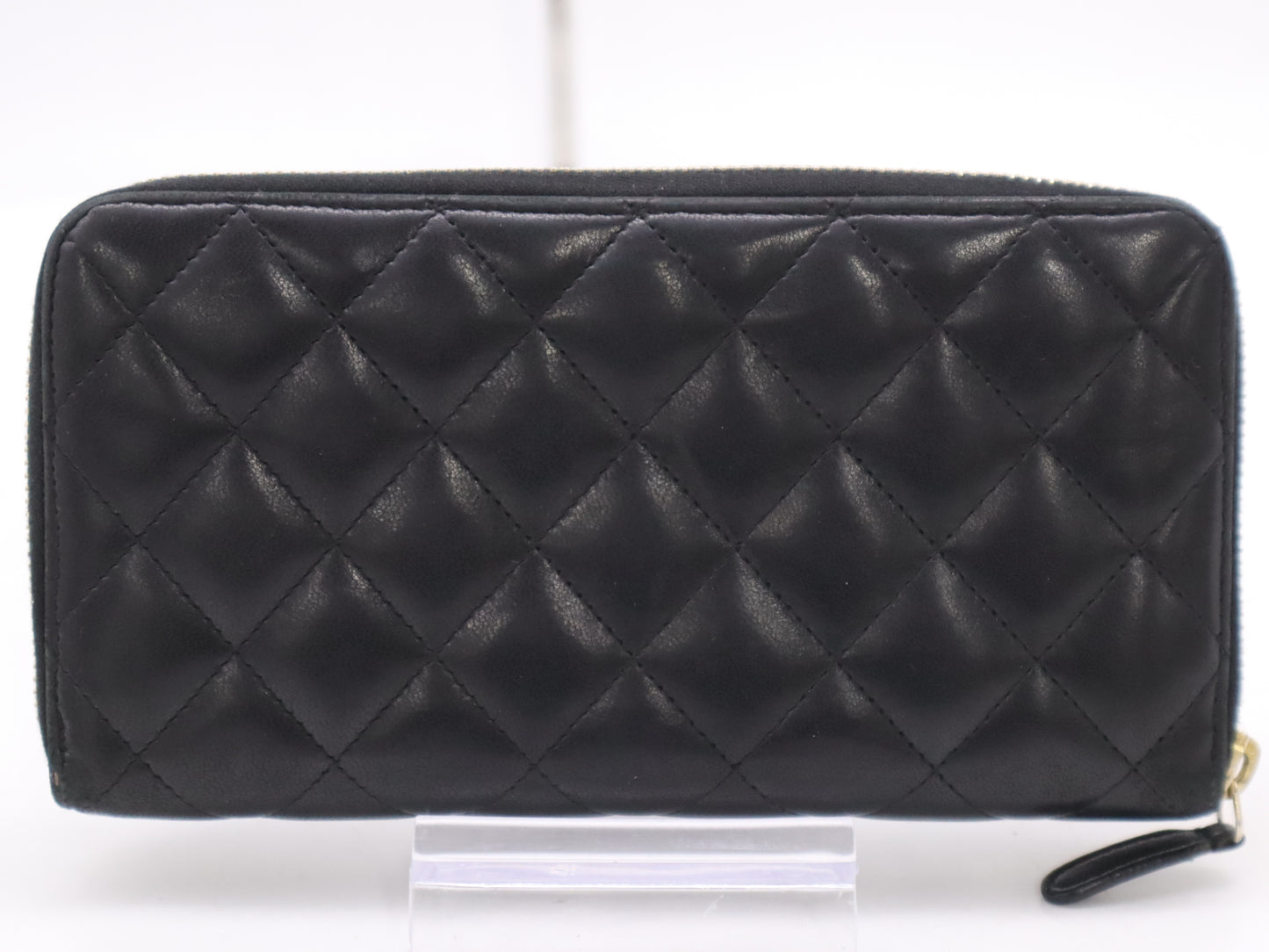 CHANEL Lambskin Matrusse Round Zip Long Wallet Black Seal 20647549 Wallet