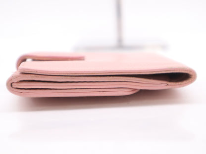 CHANEL Leather Bi-Fold Wallet Pink Seal 9598361 Wallet
