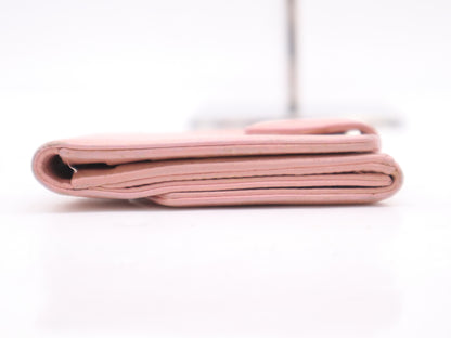 CHANEL Leather Bi-Fold Wallet Pink Seal 9598361 Wallet