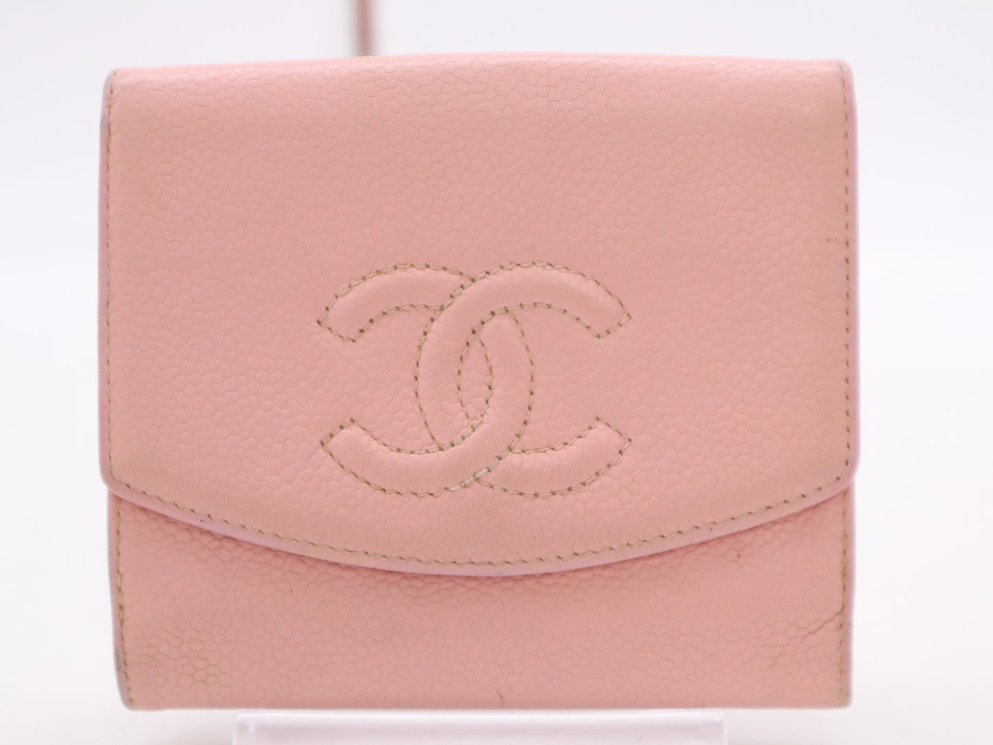 CHANEL Leather Bi-Fold Wallet Pink Seal 9598361 Wallet