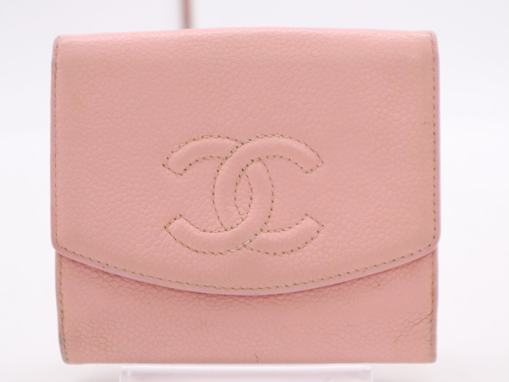 CHANEL Leather Bi-Fold Wallet Pink Seal 9598361 Wallet