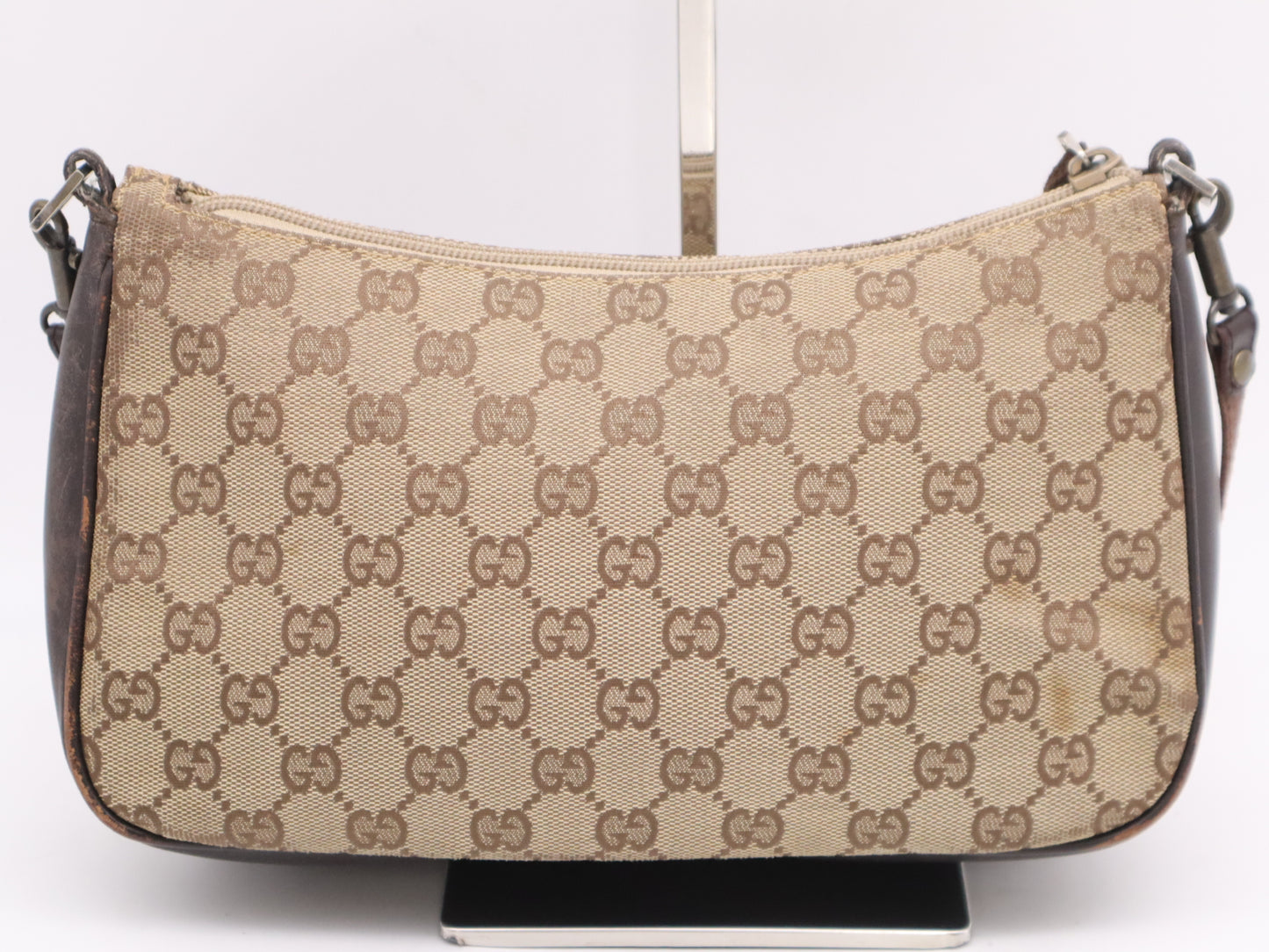 GUCCI 001/3865GG Canvas Shoulder Bag Beige Brown Shoulder Bag