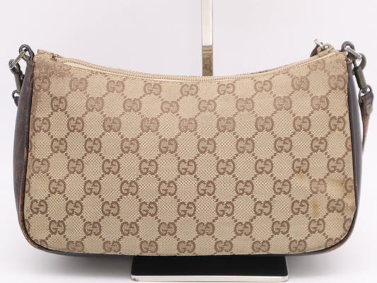 GUCCI 001/3865GG Canvas Shoulder Bag Beige Brown Shoulder Bag