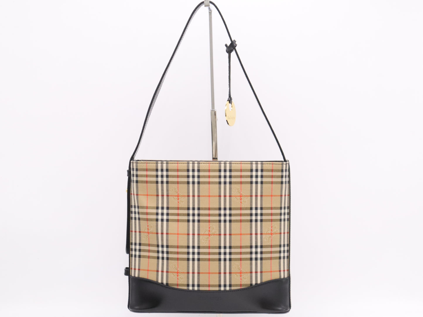 BURBERRY FB3016 Canvas x Leather Nova Check Shoulder Bag Brown Black Shoulder Bag with Charm