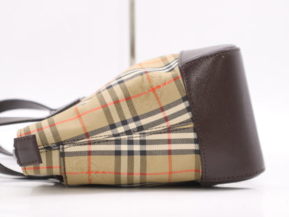 BURBERRY Canvas x Leather Nova Check Bag Brown Handbag