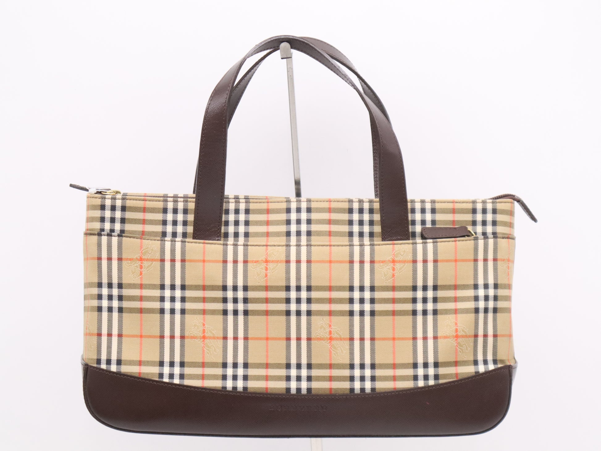 BURBERRY Canvas x Leather Nova Check Bag Brown Handbag