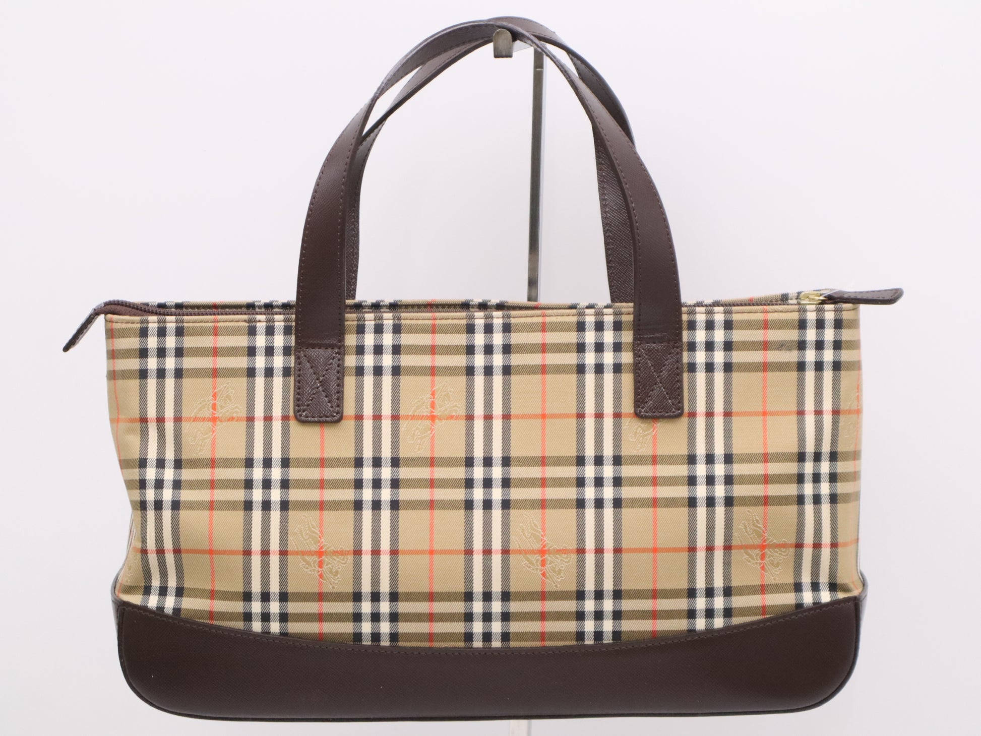 BURBERRY Canvas x Leather Nova Check Bag Brown Handbag