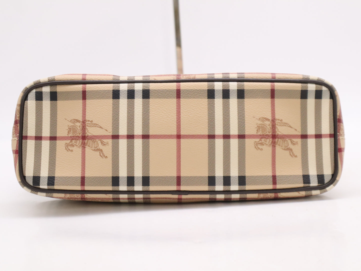 BURBERRY PVCx Leather Nova Check Tote Bag Beige Brown Tote Bag with Storage Bag