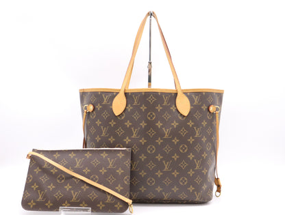 LOUIS VUITTON M50366 Monogram Never Full MM Rose Balerine Tote Bag with Pouch