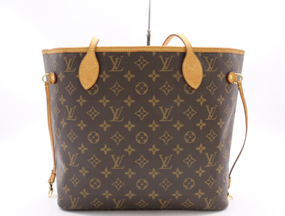 LOUIS VUITTON M50366 Monogram Never Full MM Rose Balerine Tote Bag with Pouch