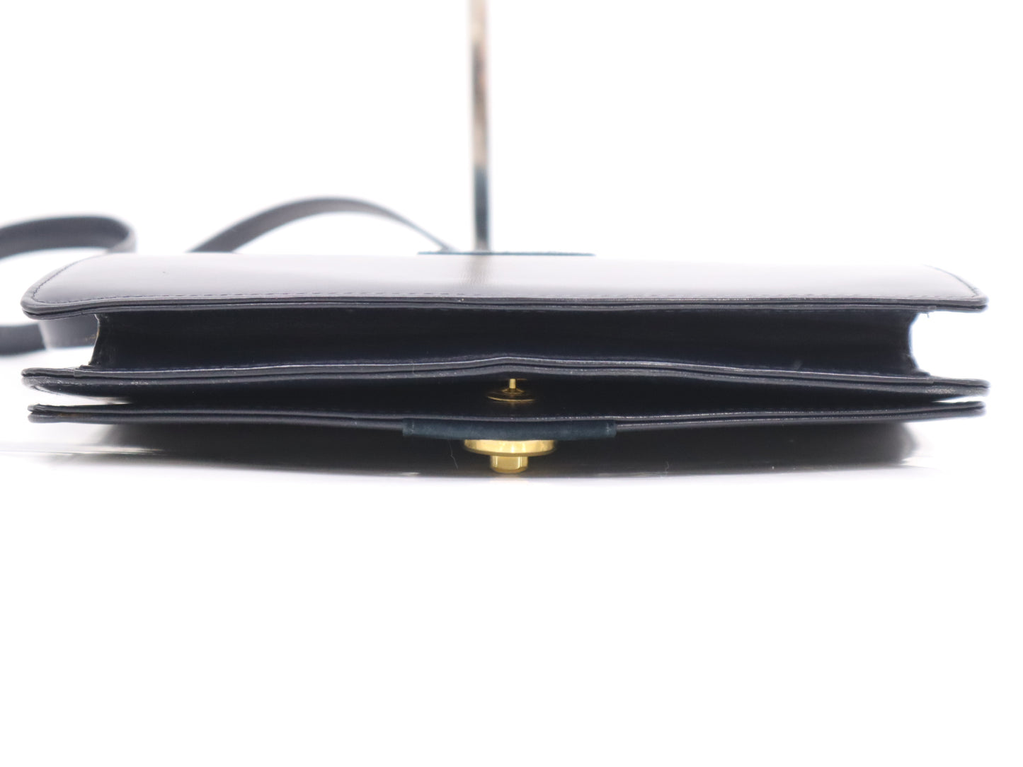 GUCCI Leather Suede Shoulder Bag Navy Shoulder Bag