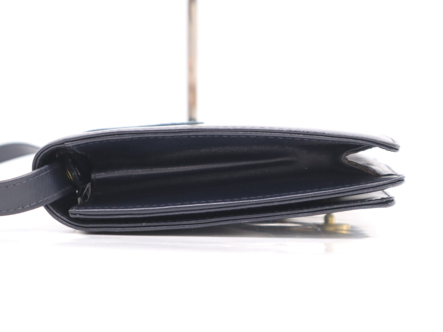 GUCCI Leather Suede Shoulder Bag Navy Shoulder Bag