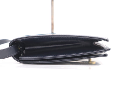 GUCCI Leather Suede Shoulder Bag Navy Shoulder Bag