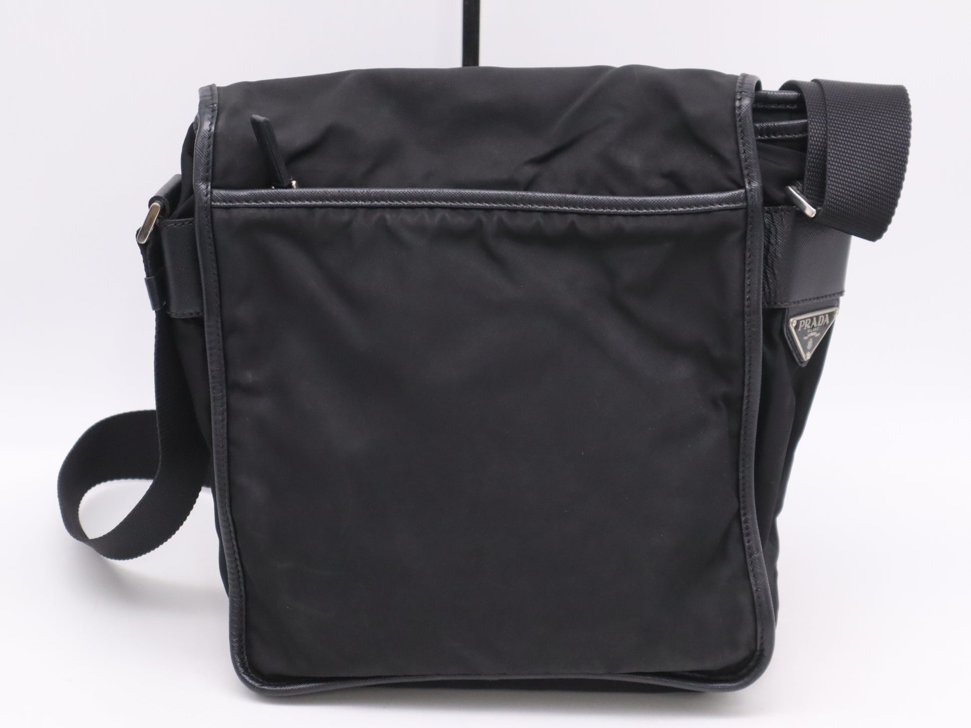 PRADA Nylon Triangle Logo Shoulder Bag Black Shoulder Bag