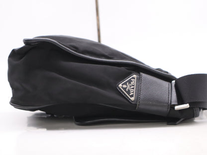 PRADA Nylon Triangle Logo Shoulder Bag Black Shoulder Bag