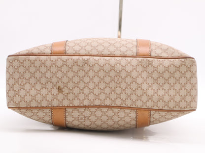 CELINE PVCx Leather Macadam Handbag Beige Brown Handbag