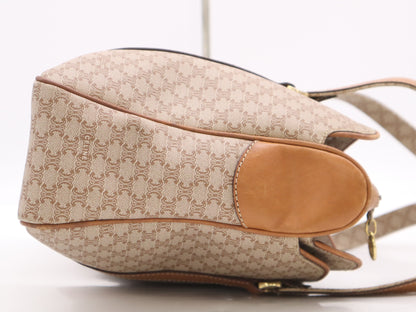 CELINE PVCx Leather Macadam Handbag Beige Brown Handbag