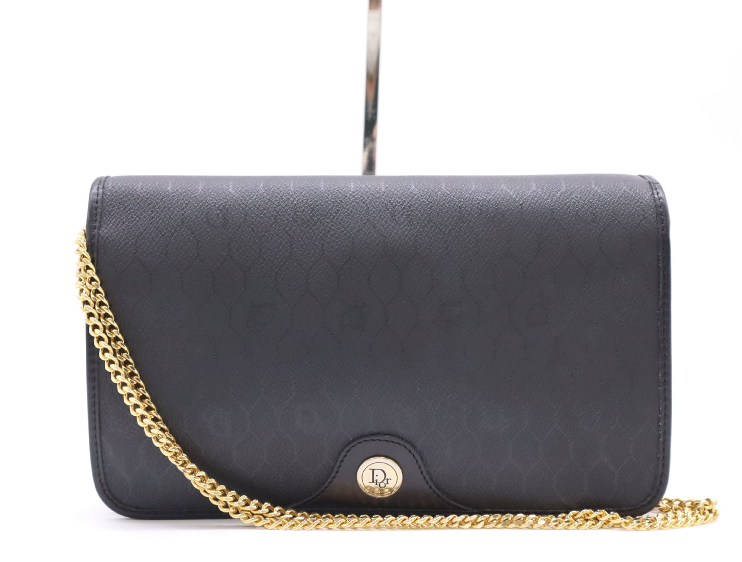 Dior Leather Honeycomb Pattern Chain Shoulder Bag Black Shoulder Bag