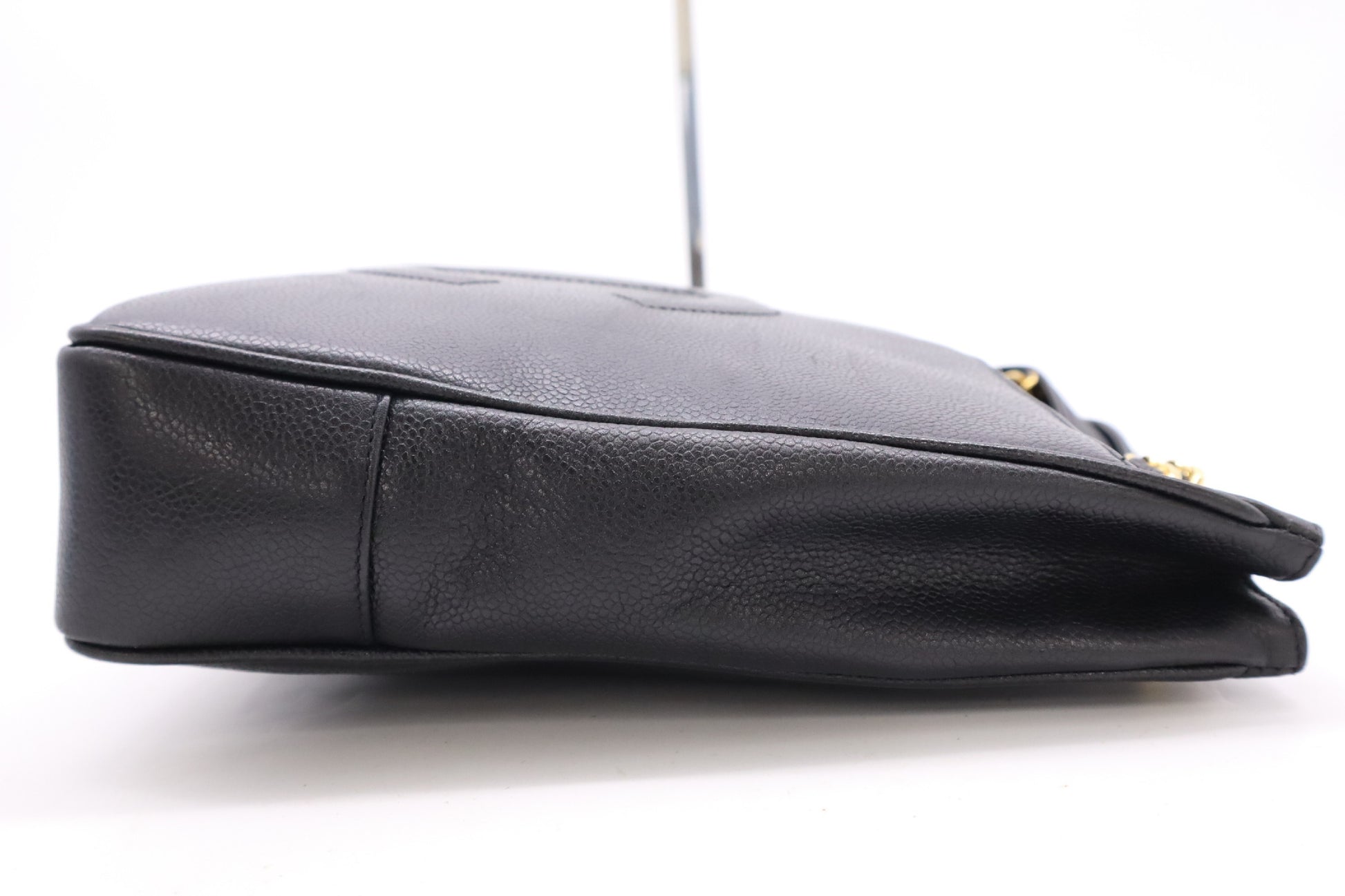 CHANEL Caviar Leather Matelasse Chain Shoulder Tote Bag in Black with GD Hardware