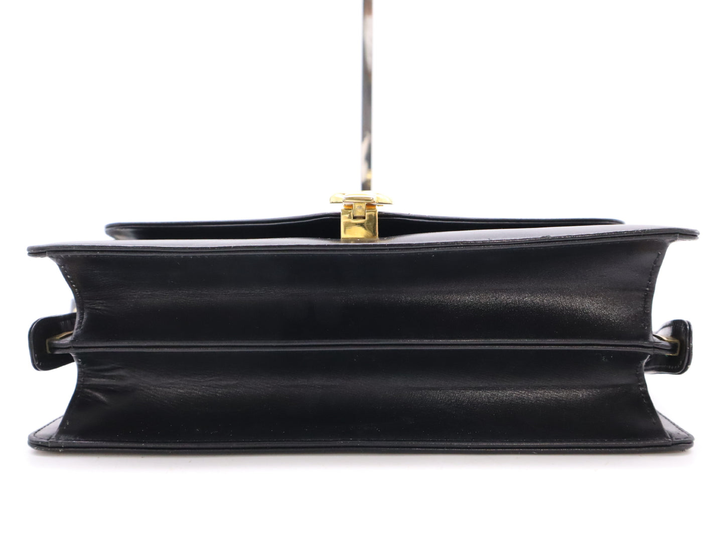 CELINE Leather One-Shoulder Bag with Horse-Drawn Carriage Hardware, Black