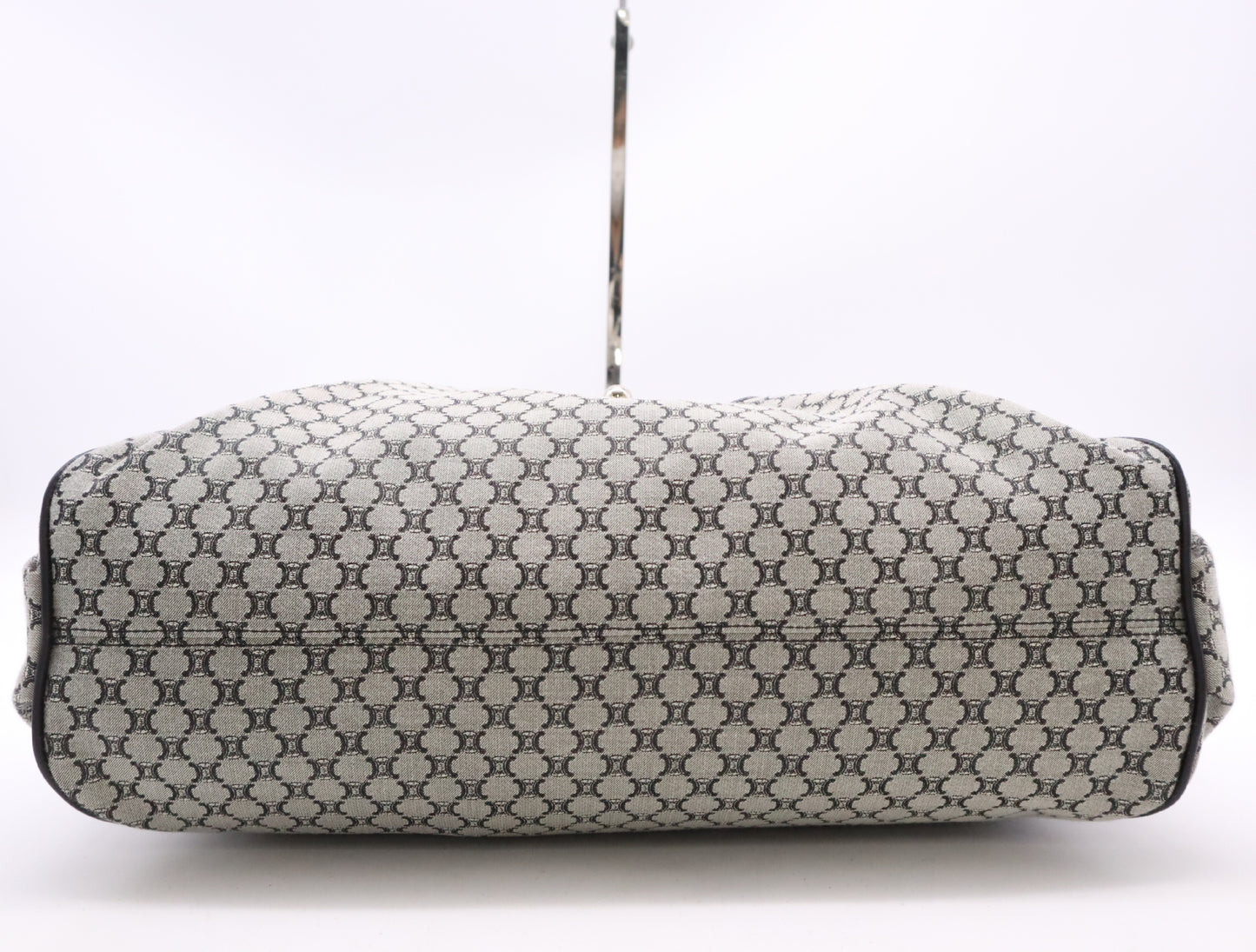 CELINE Canvas and Leather Macadam Shoulder Bag, Gray/Black