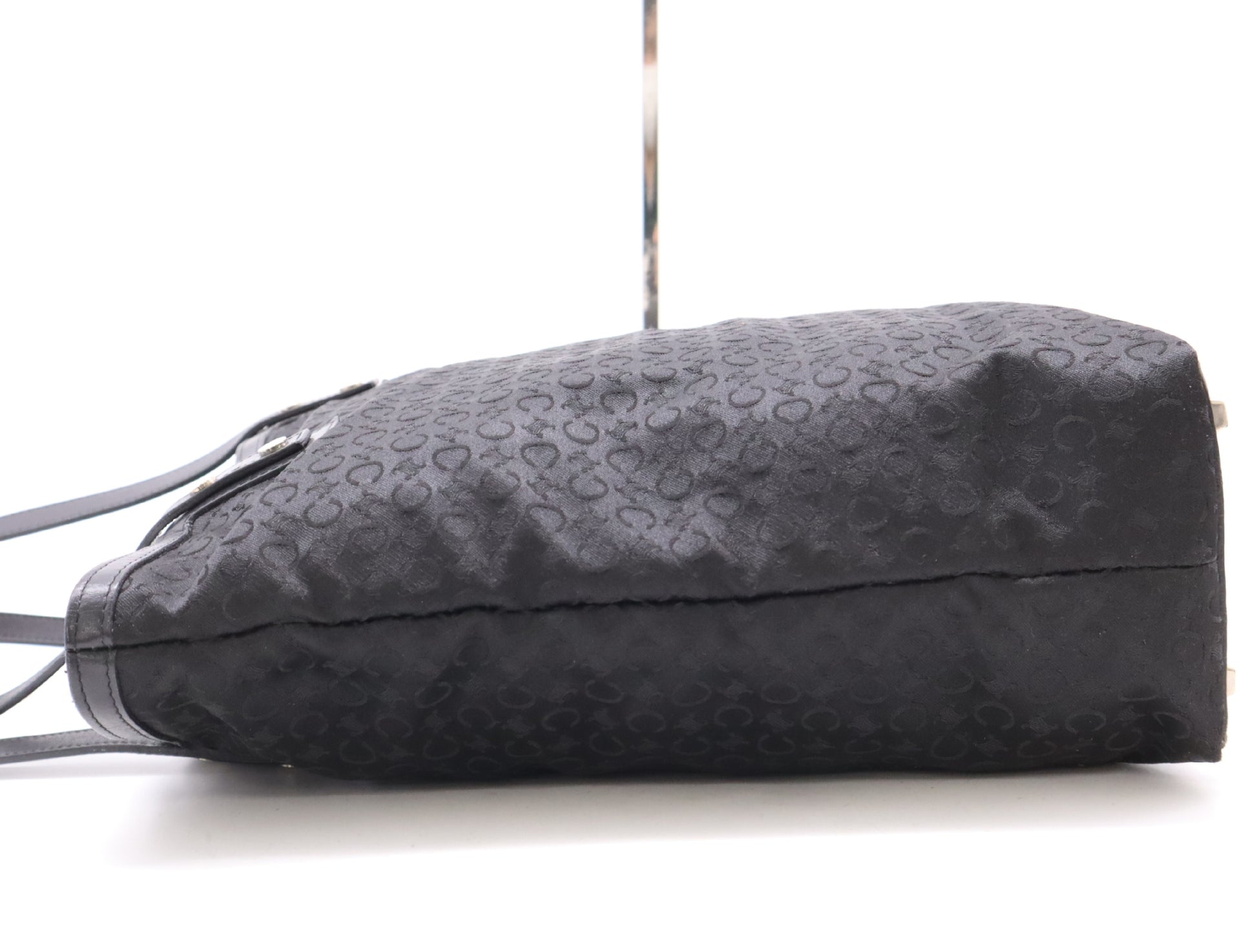 CELINE Canvas and Leather C Macadam Tote Bag, Black, with Dust Bag