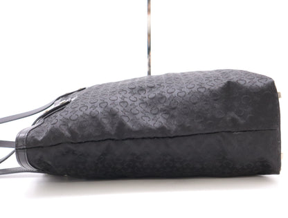 CELINE Canvas and Leather C Macadam Tote Bag, Black, with Dust Bag