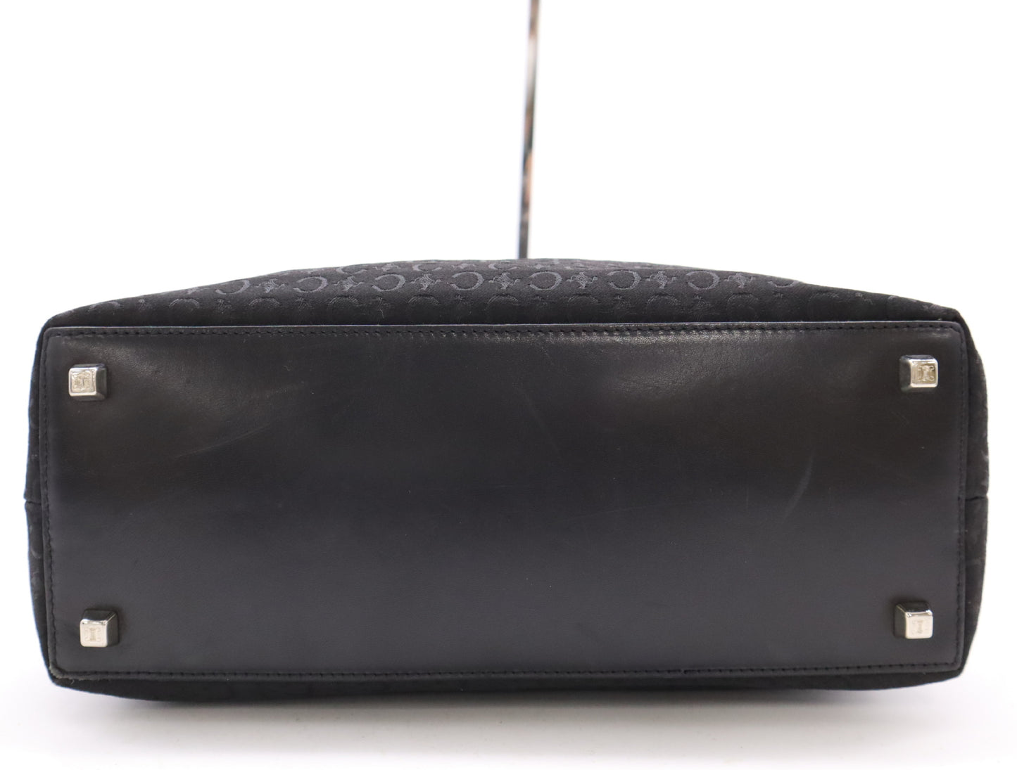 CELINE Canvas and Leather C Macadam Tote Bag, Black, with Dust Bag