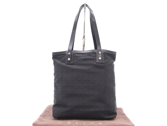 CELINE Canvas and Leather C Macadam Tote Bag, Black, with Dust Bag