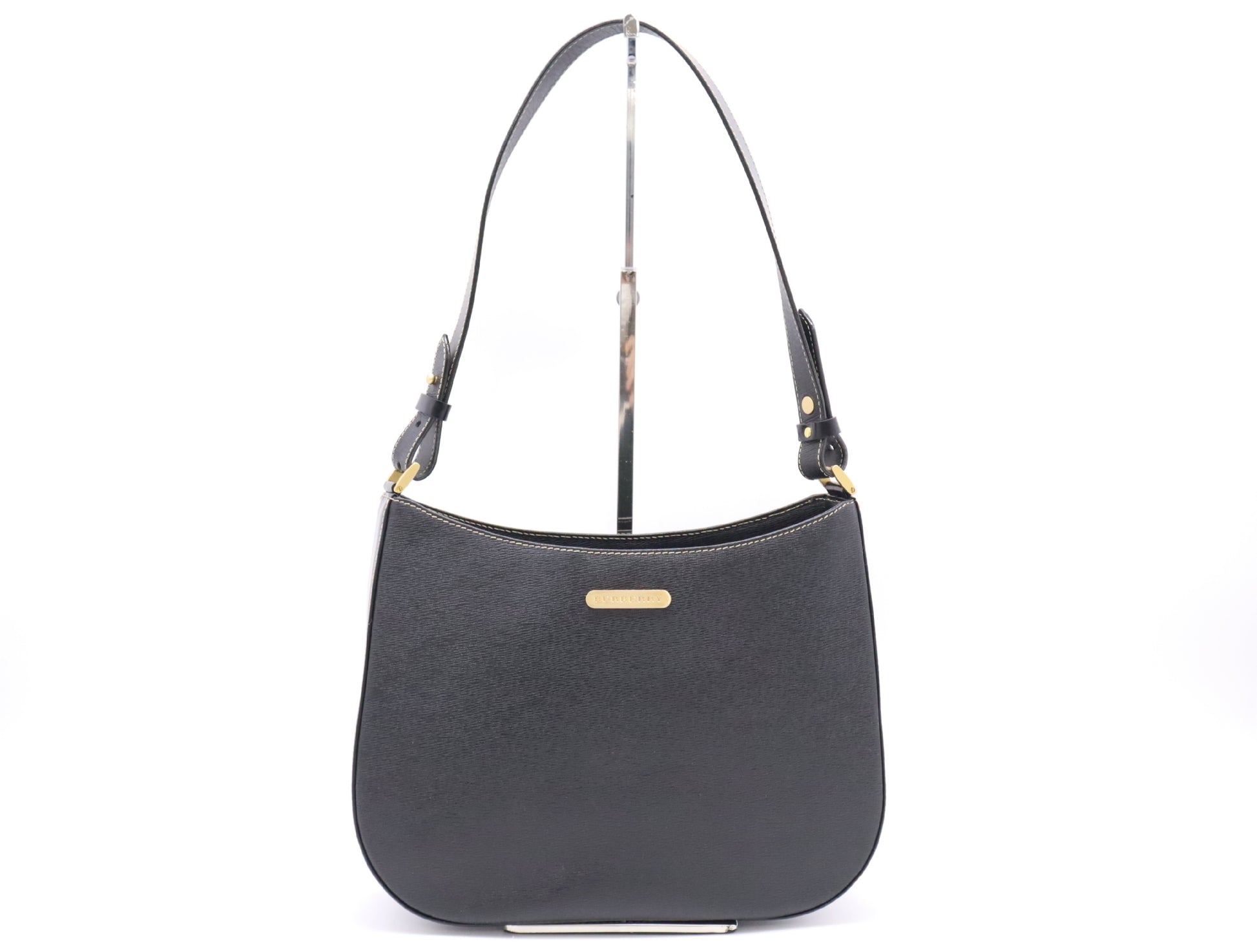 BURBERRY Leather Black Novacheck GD Hardware Shoulder Bag