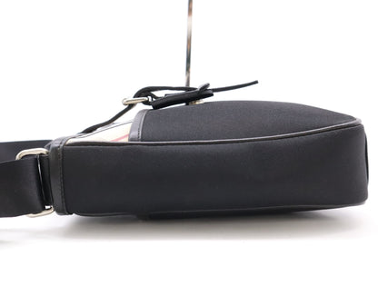 BURBERRY Canvas x Leather Nova Check Black SV Hardware Shoulder Bag