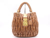 Miu Miu Leather Matelassé Handbag, Brown, GD Hardware, Key and Cloche Included