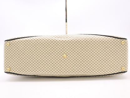 CHANEL Cotton Jersey x Leather Micro-Quilted Cocomark Chain Shoulder Bag Beige Black Seal 7321268 Tote Bag