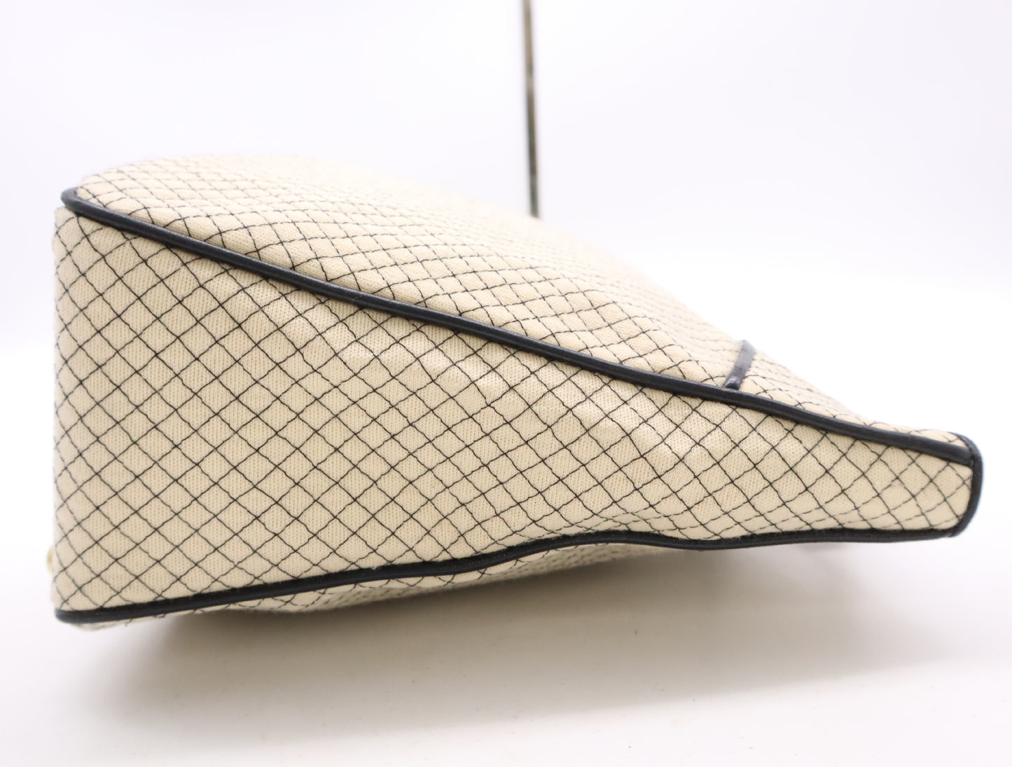 CHANEL Cotton Jersey x Leather Micro-Quilted Cocomark Chain Shoulder Bag Beige Black Seal 7321268 Tote Bag