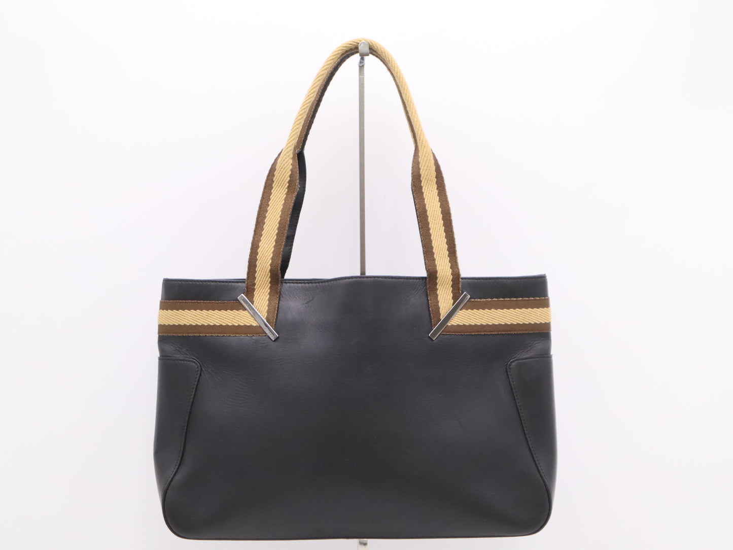 GUCCI 002/1135 Leather Tote Bag Black Handbag