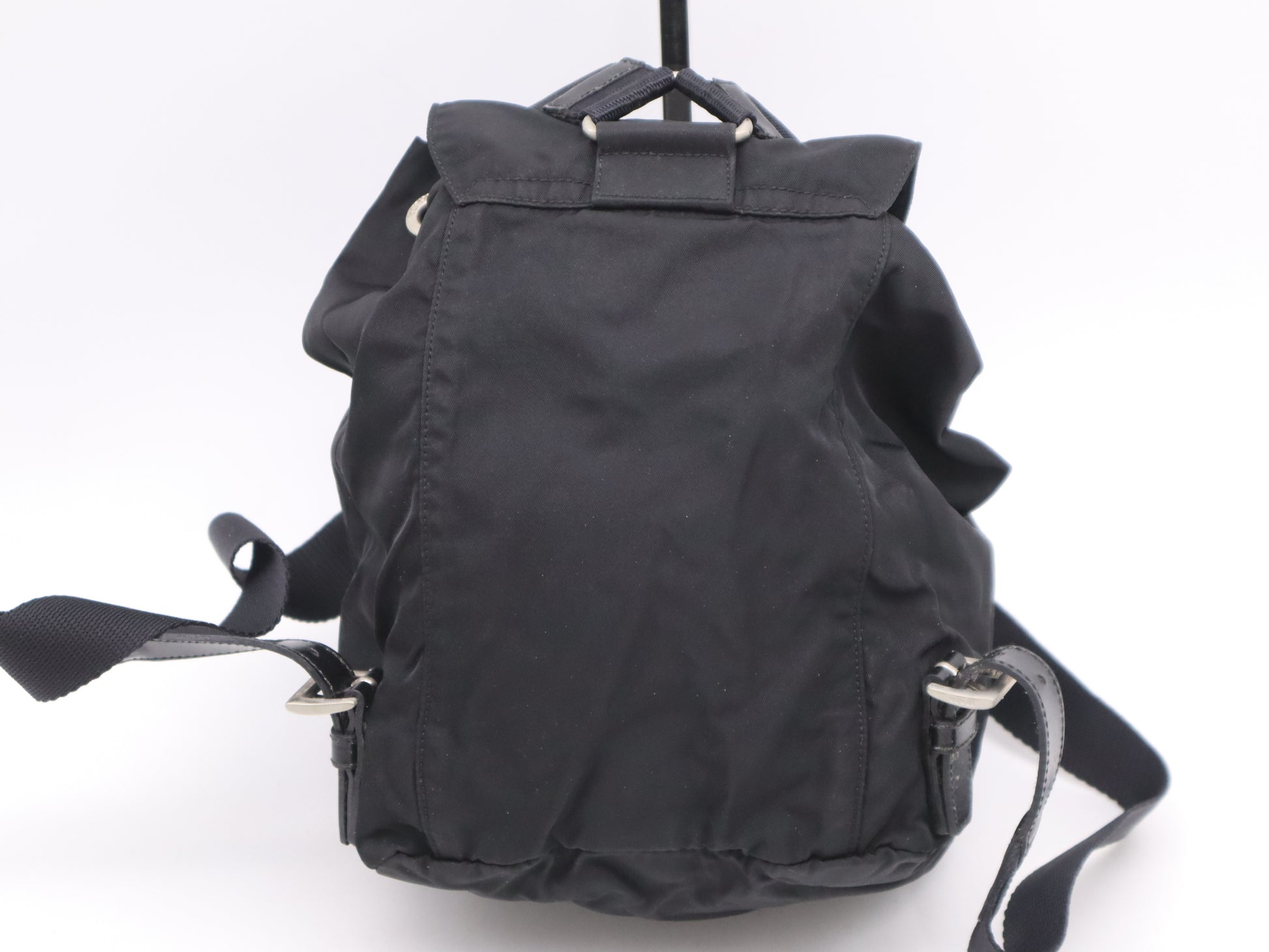 PRADA Nylon Triangle Logo Backpack Black Handbag