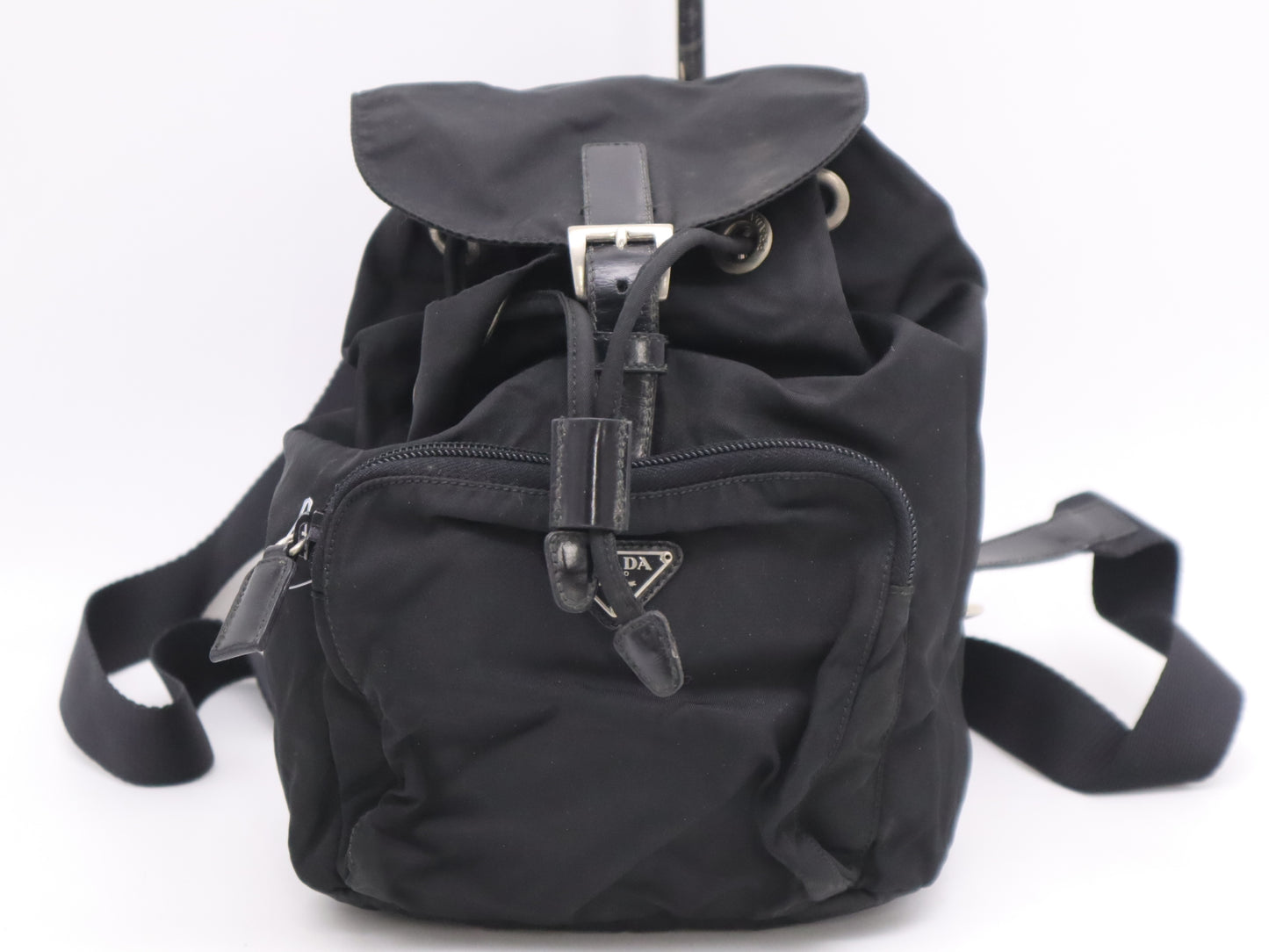 PRADA Nylon Triangle Logo Backpack Black Handbag