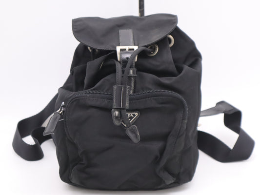 PRADA Nylon Triangle Logo Backpack Black Handbag