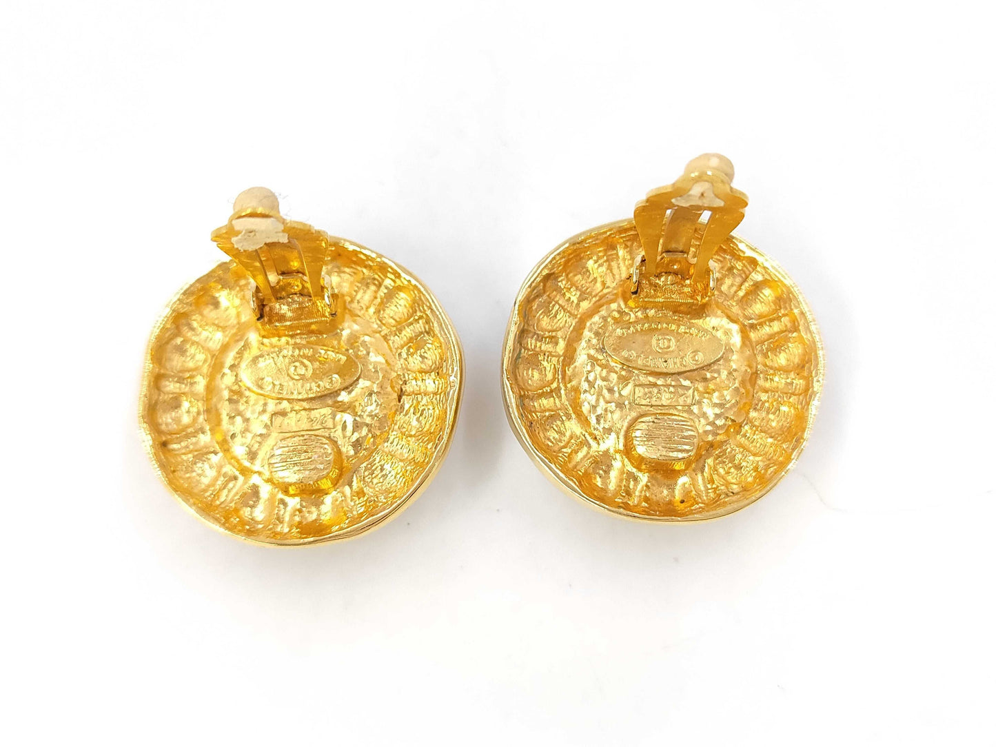 CHANEL GP Earrings, Faux Pearl, Round, Gold, with Box