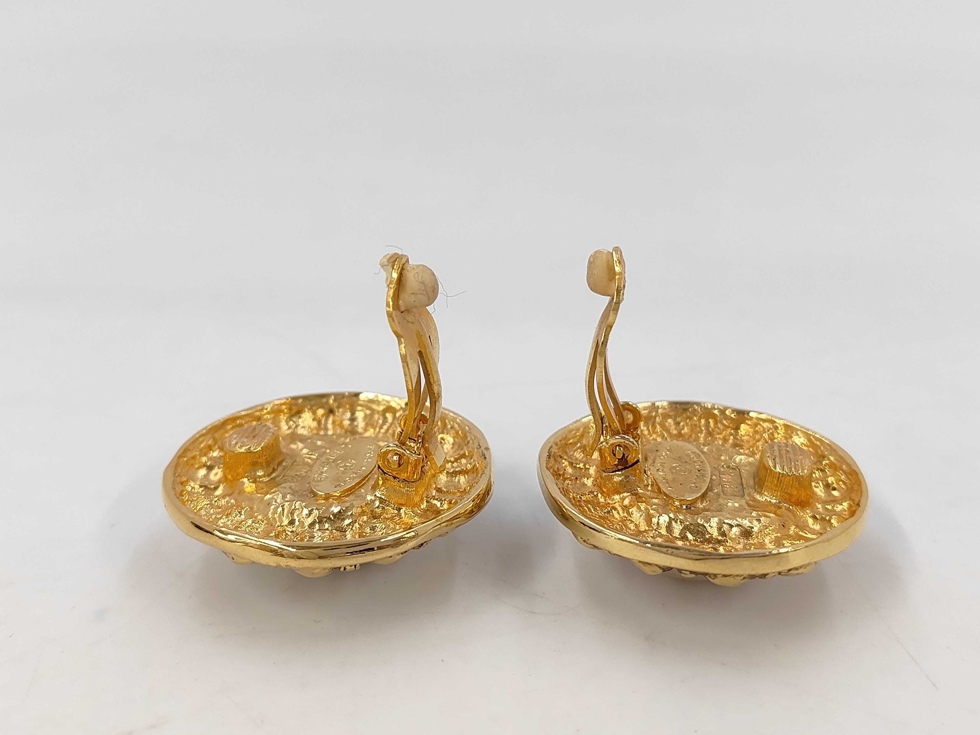 CHANEL GP Earrings, Faux Pearl, Round, Gold, with Box