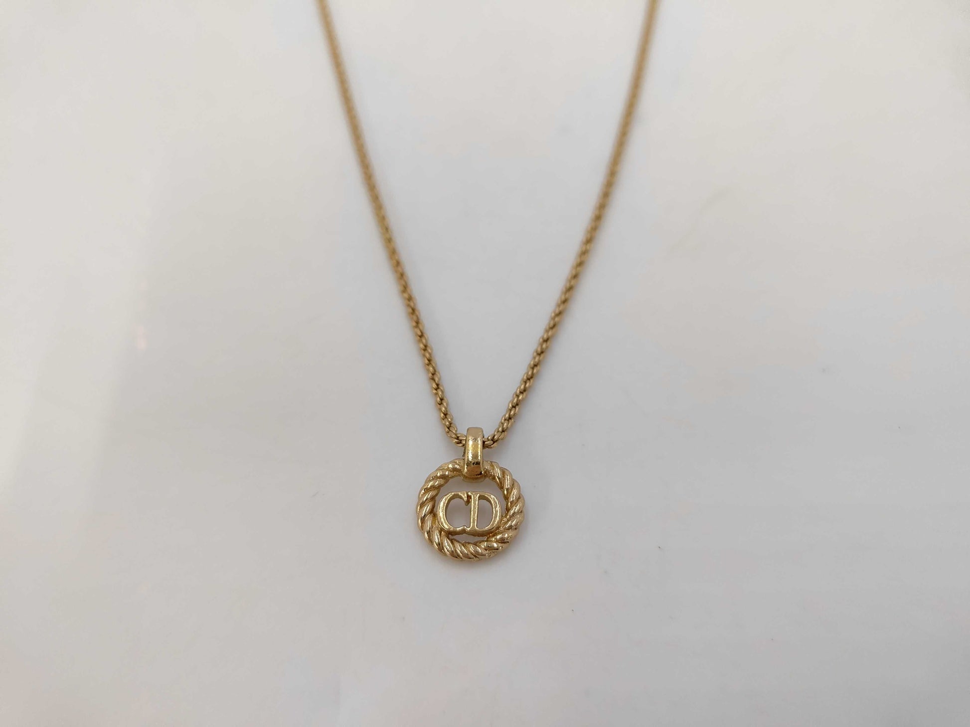 Dior GP CD logo round gold necklace
