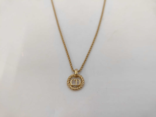 Dior GP CD logo round gold necklace