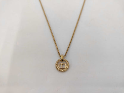 Dior GP CD logo round gold necklace